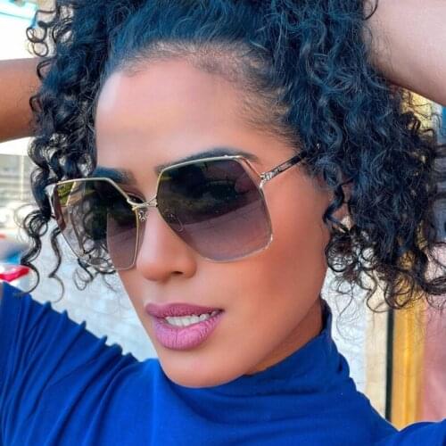 2021 New Fashion Luxury Oversized Sunglasses For Women Gradient Alloy Elegant Men Glasses Vintage Retro Trend Eyewear Shade