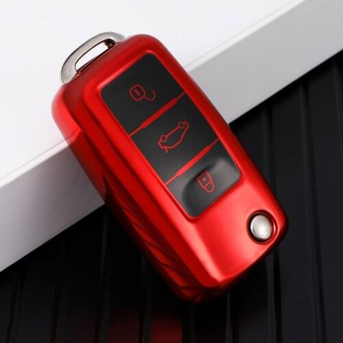 New Flip TPU Car Key Case For Volkswagen Volkswagen Polo Golf Passat Beetle Caddy T5 Up Eos Tiguan Seat For Skoda Remote Fob