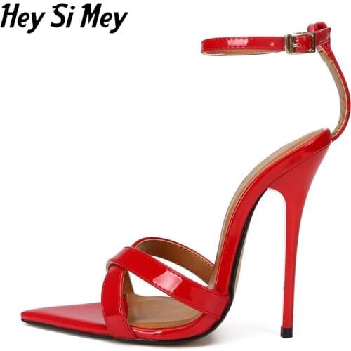 Hey Si Mey 2021New Womens Sandals Shoes NvXie Sandale Abarca Sexy Thin Heels High Heels13.5CM Round Toe Bridal Model Catwalk