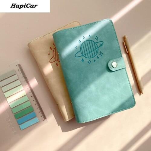 Simple Solid PU Leather DIY Binder 6 Rings Notebook Cover Travel Diary Journal Bullet Grid Note Book Cover School Stationery