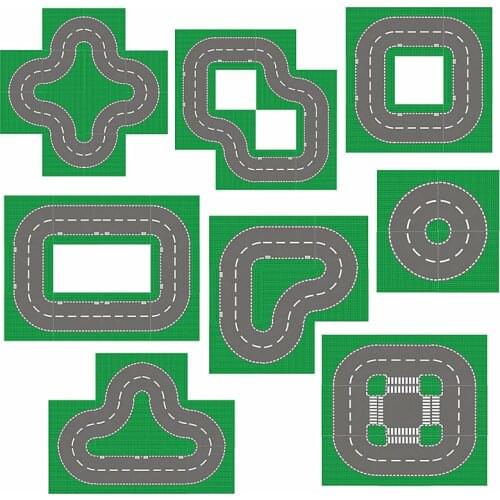 32*32 Dots Green Street Baseplates Straight Crossroad Curve T-Junction Compatible all brands Classic City Road Base Plate