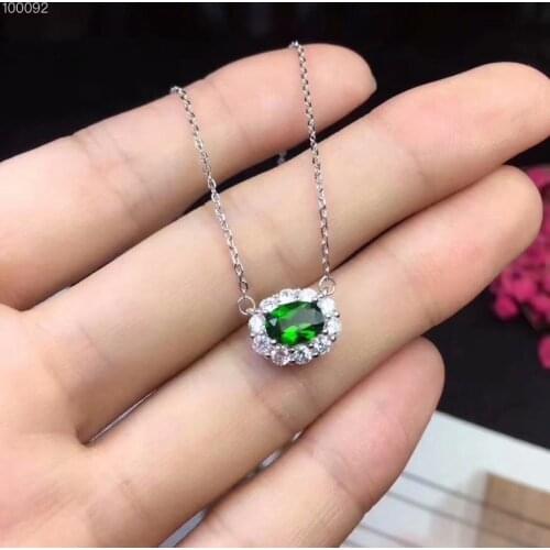 Natural tremolite necklace fine tremolite diopside necklace 925 pure silver precision inlaid natural tremolite support test