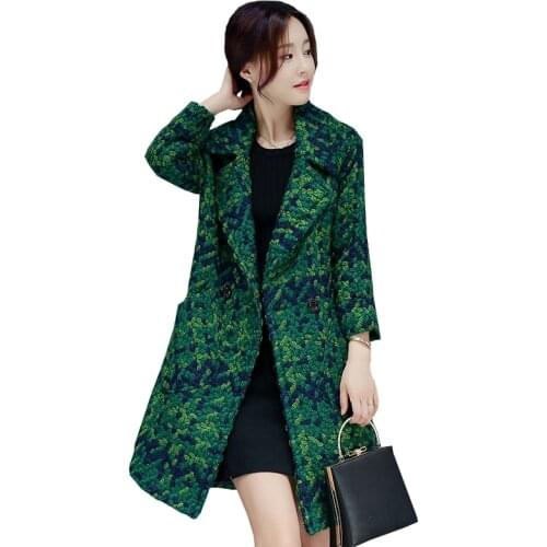 Woolan Coats Long Outsidewear Woman Spring Autumn Winter Jacket Female NEW Plus Size Woolen Plaid Jackets Women Coarse Wool Coat