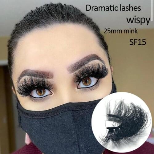 Mikiwi SF Fluffy Mink Lashes Make Up Eye Lashes 100% Cruelty Free Mink Eyelashe 25mm Dramatic Thick Volume Natural Eyelashes