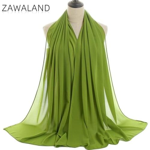 Zawaland Fashion Women Scarves Bubble Chiffon Hijab Scarf Solid Color Shawls Soft Long Wrap Headband Scarf for Spring Summer