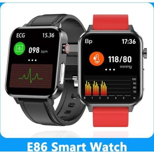 E86 ECG Smart Watch Smartwatch Waterproof Ip68 Watches Temp Oxy Blood Pressure Monitor Sports Fitness Smart For Women Men Sport