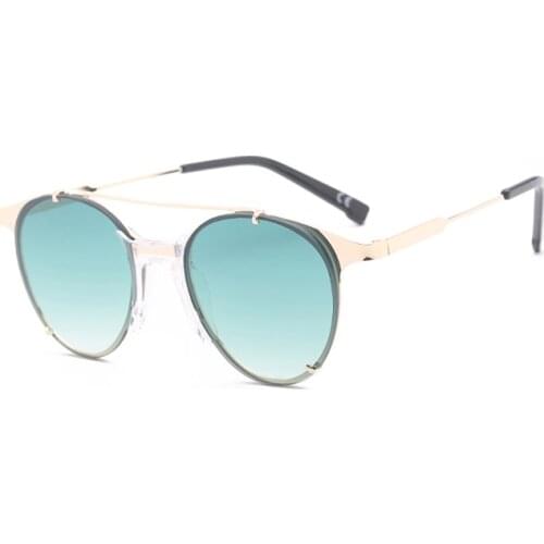 Vintage Double Beam Metal Frame Round Sunglasses Women Men Luxury Designer Sun Glasses for Outdoor Oculos UV400 Shades 17008DF