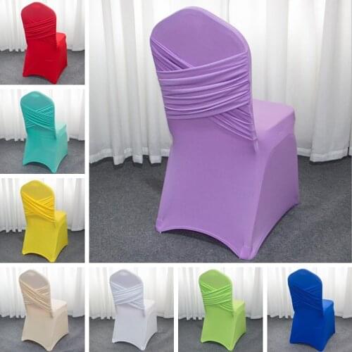21 Colours Universal Spandex Wedding Chair Covers Two Cross Spandex Swag Back Cover Chair Luxury Party Decoration On Sale