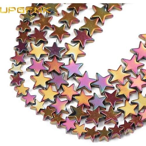 UPGFNK Natural Stone Pentagram Stars Rose Red Hematite 4/6/8/10mm Spacer Loose Beads For Jewelry Making DIY Bracelet Findings
