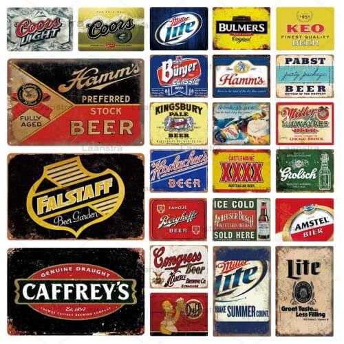 Vintage Beer Poster Garage Metal Sign Plaque Metal Tin Sign Retro Garage Signs Caffreys Lite Beer Mug Wall Decor Iron Painting