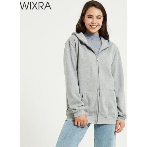 Wixra New Sweatshirt Womens Solid Hooded Classic Winter Autumn Ladies Zip-up Fleece Streetwear Ladies Plus Size Tops