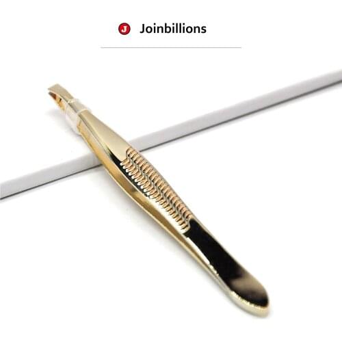 Golden Eyelash Tweezers Steel Beauty Makeup Eyebrow Removal Hair Trimmer
