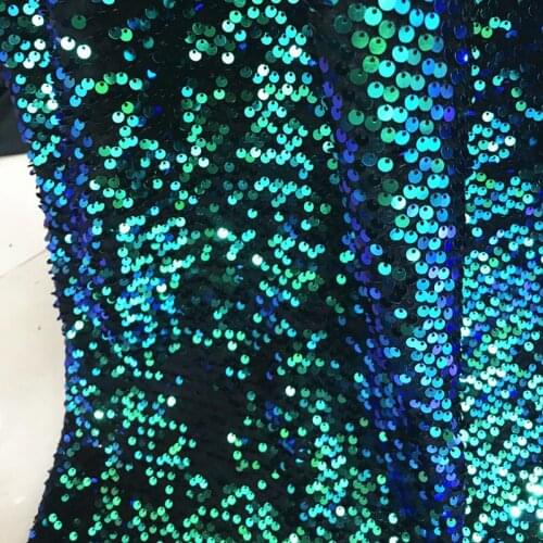 1 meter New design French Shiny Sequin Lace Fabric 2019 Latest Red and Green african sequence lace fabric for dance dress