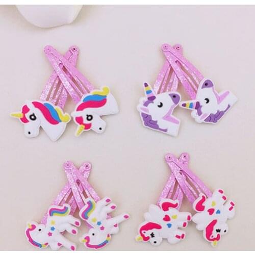 1Pair Cartoon Unicorn Hair Clips Hairpins Hair Jewelry Accessories Kids Headwear