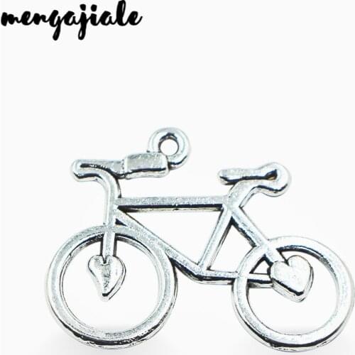 MENGJIALEN Hot sell 10pcs/lot metal antique silver charms bicycle charms pendant fit necklace jewelry findings 31*24mm