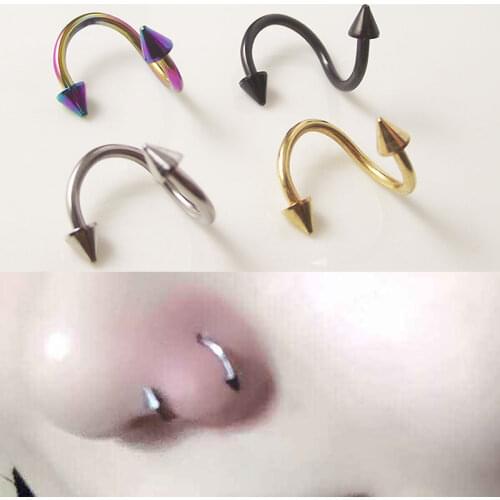 2pcs Free Shipping Helix ball Spike Stainless Steel Spiral Barbell Rings Nose Lip Ring Ear Labret Rings Body Piercing Jewelry