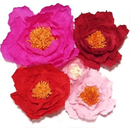 2018 Giant Crepe Paper Artificial Flowers 5PCS Wedding Backdrops Decor Baby Nursery Windows Display Handmade Crafts Customized