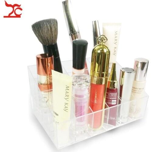 24 Trapezoid Clear Makeup Display Lipstick Stand Case Cosmetic Organizer Case Lipstick Holder Display Stand Clear Acrylic
