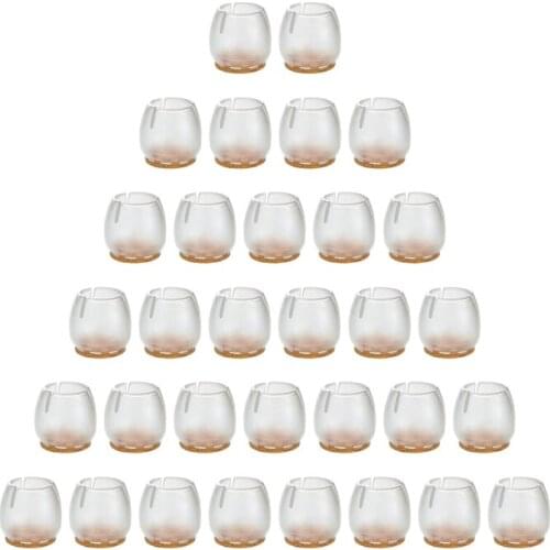 ABSF 32 Pack Chair Leg Floor Protectors for 25mm-29mm Chair Legs,Round Silicone Chair Leg Caps Chair Leg Tip,Transparent Clear