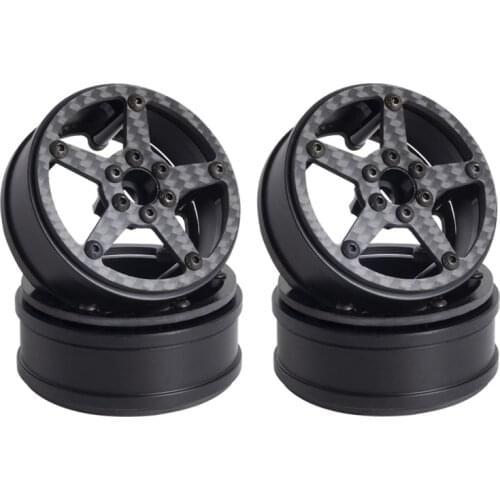 4Pcs Carbon Fiber 2.2Inch Beadlock Wheel Hub Rim for 1/10 RC Crawler Car Axial SCX10 Wraith RR10 Traxxas TRX4