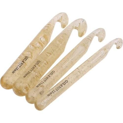 4 PCS Plastic Transparent 17cm Long Crochet Needle 12mm/15mm/18mm/20mm Large Size Crochet Hook Knitting Needles Thick Wool Tool