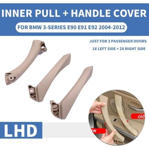 6PCS/set LHD Beige Car Inner Inside Outside Handle Interior Door Panel Pull Trim Cover For BMW 3 series E90 E91 E92 316 318 320