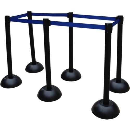 6 PCS Stanchion Posts Plastic Crowd Control Barrier Stanchion Queue Post Set Rope Ret Black Post Blue Rope