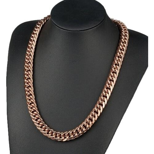 7-40" 16mm Mens Jewelry 316L Stainless Steel Rose Gold Color High Polished Cuban Chain Necklace Bracelet Fashion Jewelry Gift