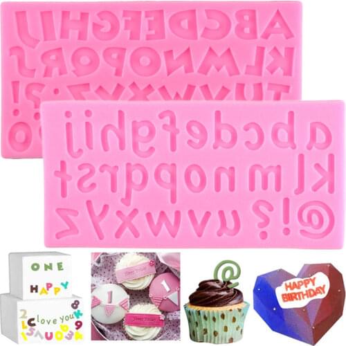 Alphabet Silicone Mold Uppercase Lowercase Letter Fondant Molds Cake Decorating Tools Cupcake Topper Candy Clay Chocolate Moulds
