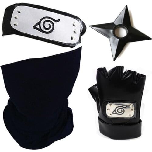 Anime Kakashi Ninja Gloves Cosplay Costumes Accessories Kakashi Mittens apparel Around Props Ninja Glove PU Hat