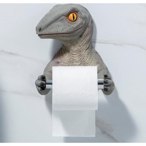 Paper Holder Wall Mounted Self Adhesive Resin Dinosaur Tissue Holder Box for Bathroom