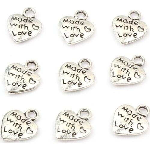 50pcs 9x12MM Antique Spacer Love pendant beads For Jewelry Making DIY Necklace Jewelry Findings