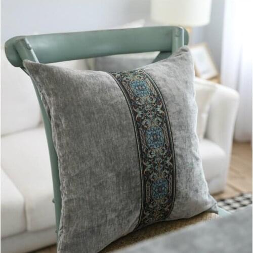 Pillowcase 60x60 Embroidery Pillowcases Gray Back Cushion Cover Hotel Living room Pillow Case 45x45