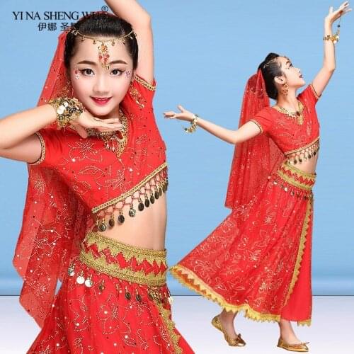 Kids Belly Dance Costume Children Bollywood Oriental Dance Costumes Set Indian Dresse Stage Clothes Belly Dance Performance Suit