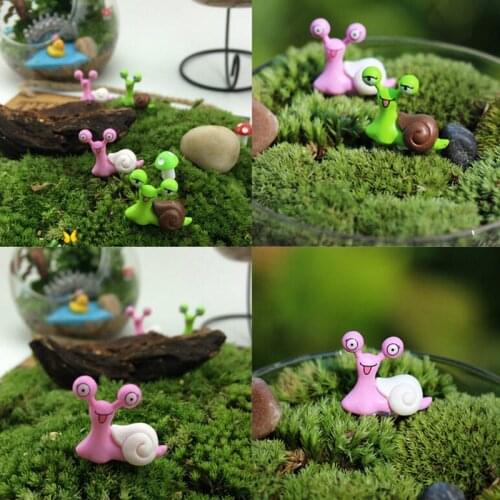 DIY Mini Craft Animals Snails Figurine Micro Potted Landscape Bonsai Garden Ornament Miniature Garden Decor
