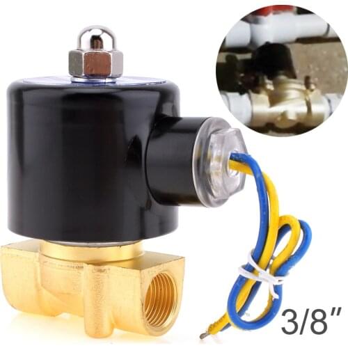 3/8" Solenoid ValveDC 12V/24V Water Solenoid Valve Brass Normally Closed Electric Valve for Water Oil Air Diesel-Gas Fuels