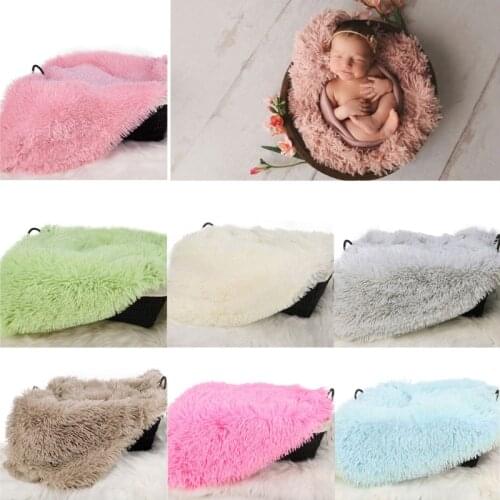 60*70cm Baby Soft Faux Fur Fabric Photography Props Newborn Photographic Backdrops Newborn Blanket Basket Stuffer D0AF
