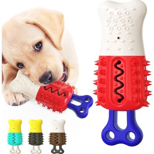 Pet Dog Toys Bite Resistant Teeth Molar Toy Funny Stick Leaking Food Chewing Toy Ice Cream Dog Toothbrush Cleaning