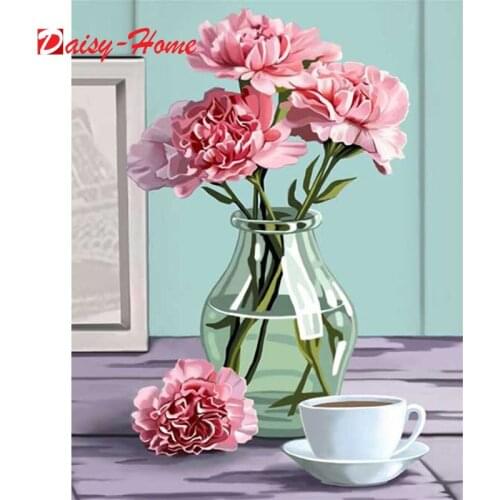 5D DIY Painting Full Square Flower Vase Kit Embroidery Painting Mosaic Picture Cross Stitch Wall Sticker Gift Home Decoration