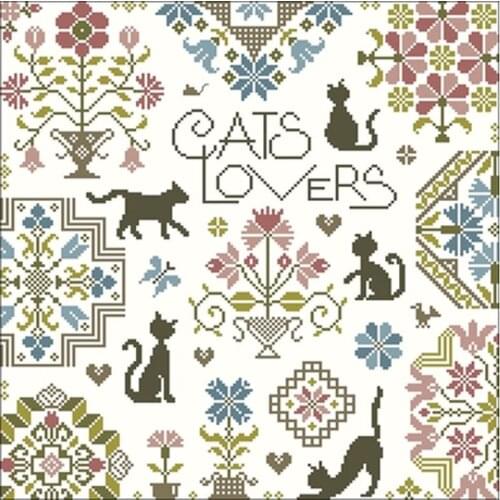 Jigsaw Kitten Garden patterns counted 11CT 14CT 18CT DIY Cross Stitch Sets wholesale Cross-stitch Kits Embroidery Needlework