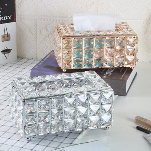 Tissue Box European-style Large Capacity Faux Crystal Square Napkin Storage Holder Tissue Boxes Home 2021 салфетница