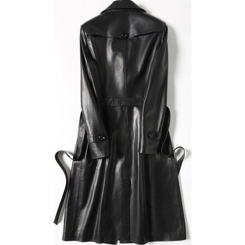 100% Sheepskin Coat Genuine Leather Jacket Women Spring Autumn Long Windbreaker Chaquetas Mujer 2020 HQ18-DHF006 KJ3542