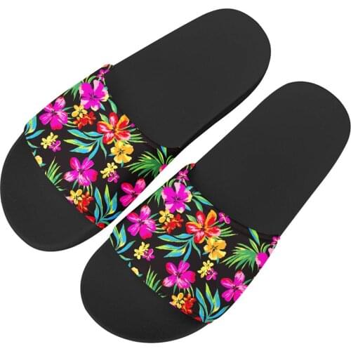 WHEREISART Hawaiian Floral Print Summer Indoor Slippers Women Sandals Home Flip Flops Ladies Beach Shoes Femmes Sandales Pisos