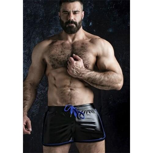 Summer 2021 Hot Sell Men New Sport Trendy Sexy Imitation Leather Cozy Shorts Quick Dry Short Pants Homme Casual Boxer Short
