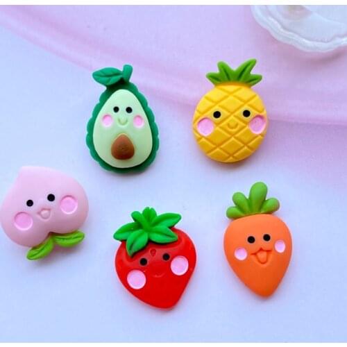 20Pcs New Cute Resin Mini Cartoon Fruit Series Flat Back Cabochon Scrapbook Kawaii DIY Embellishments Accessories J78
