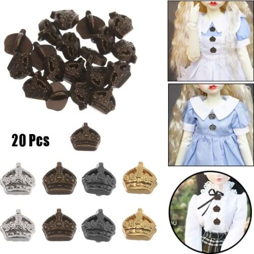 20Pcs Lion/Crown Pattern Mini Button 5mm DIY Doll Clothing Sewing Metal Buckle Cute Girl Gift Doll Bags Miniature Accessories