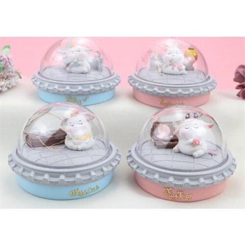 Miniatures Rabbit Bedside Night Light Home Room Decor Kawaii Accessories Wedding Christmas Decoration Star Lights Table Lamp