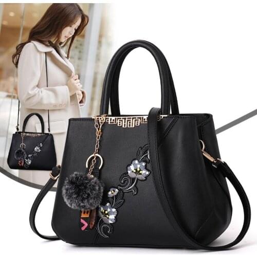 Fashion Womens Bag Shoulder Messenger Handbag Embroidered Flower Designer PU Leather Mother Bag