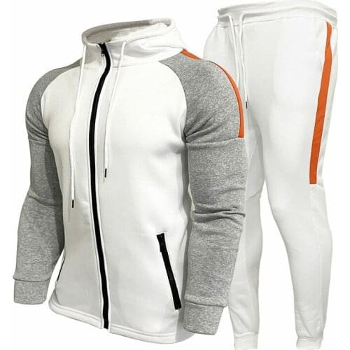 Men Joggers Suit Sets Solid Tracksuit Man Spring Autumn Sport Suit Male Hoodies+ Pants Two Piece Warm Sportswear Mens Clothing