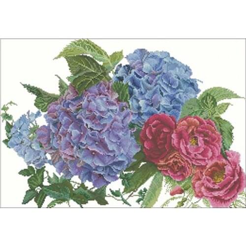 Hydrangea (2) patterns Counted Cross Stitch 11CT 14CT 18CT 28CT DIY Chinese Cross Stitch Kits Embroidery Needlework Sets